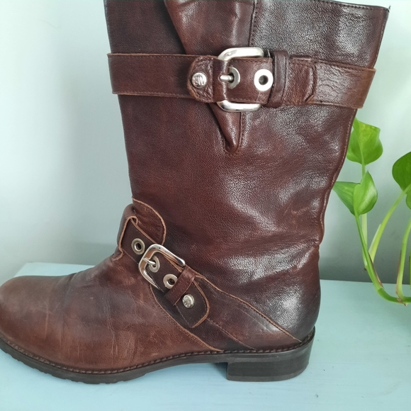 Stuart Weitzman Leather Buckle Boots SZ 8 - Picture 6 of 9